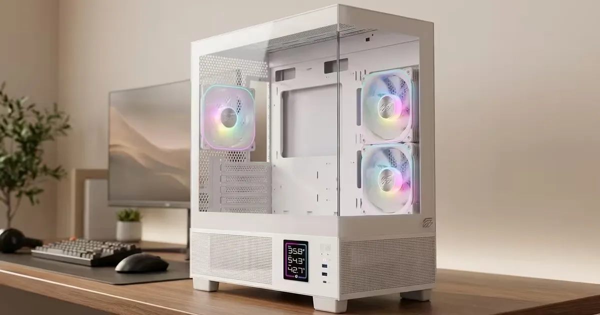 EINAREX Prisma S501D Tempered Glass ATX Mid-Tower Gaming Case - White