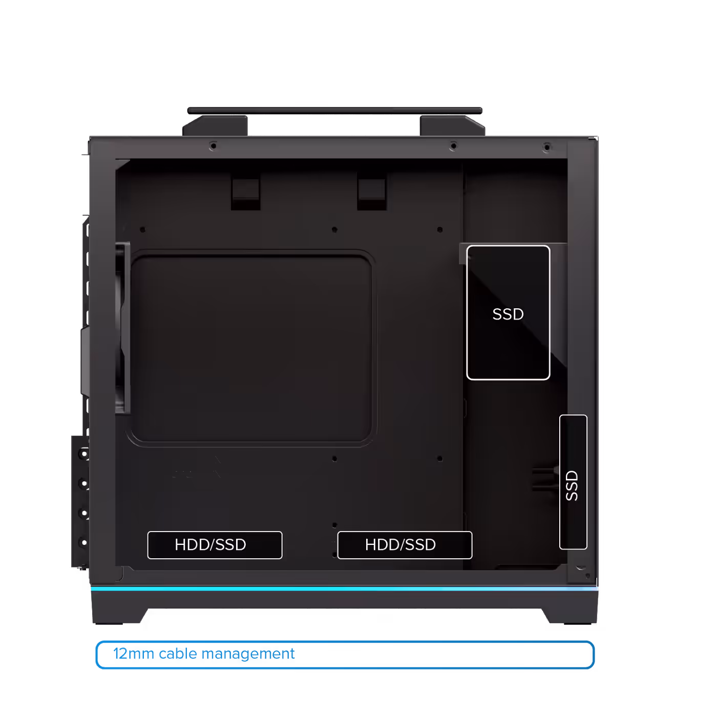 Internal drive bays for storage expansion and cable management