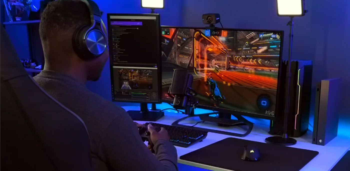 Elgato Stream Deck Pedal being operated by foot during a gaming session