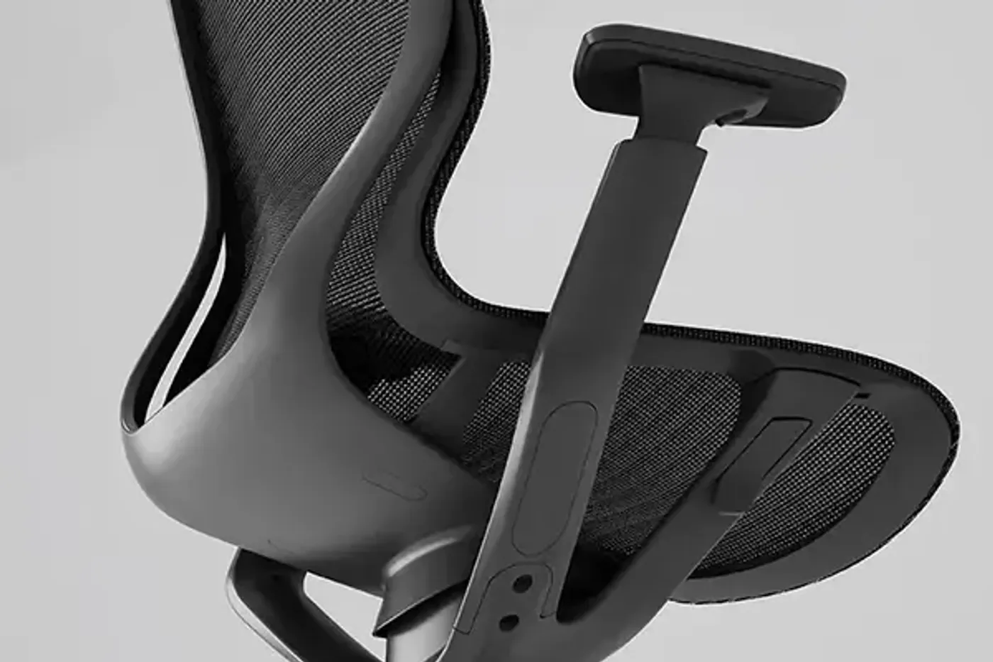 Full mesh Enova Aria office chair showing its nylon and glass fibre shell