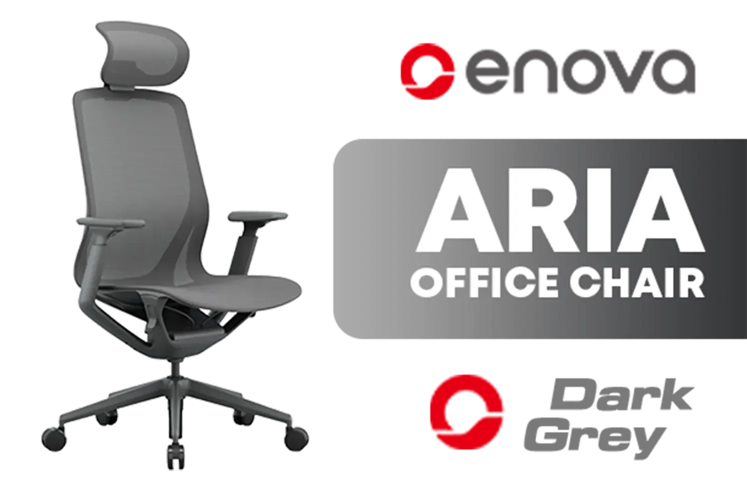 Enova Aria Office Chair Ver.1 - Dark Grey / Nylon+GF Shell / Advanced Stretch Mesh / EAR-001A-Dark-Grey-Frame