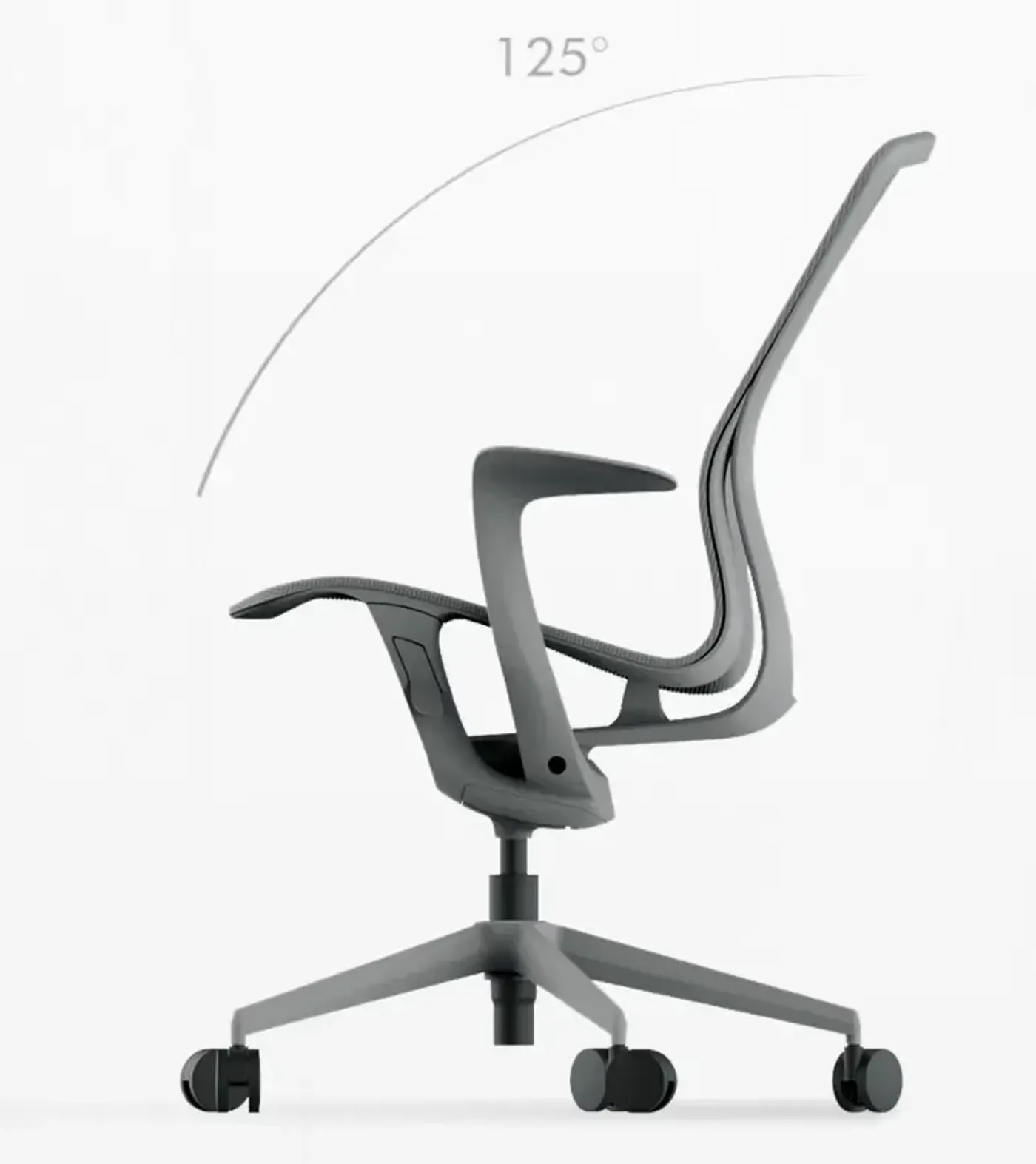 Enova Aria Ver.2 shown reclined to demonstrate its 125 degree recline