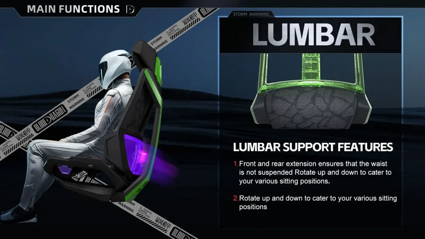 Bloodragon BLS gaming chair shown swivelling on its base