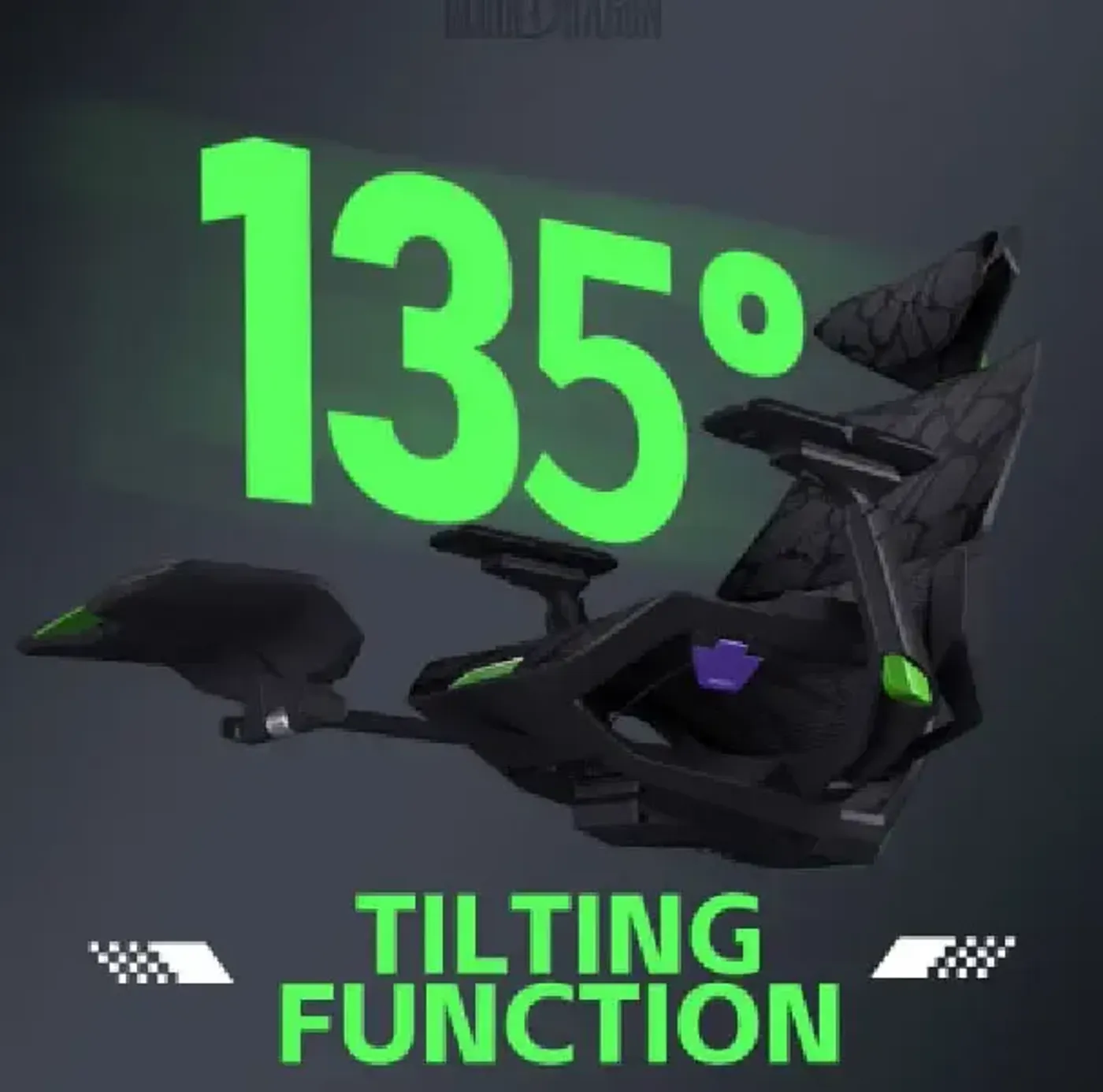 Bloodragon BLS reclined to its 135 degree tilt angle