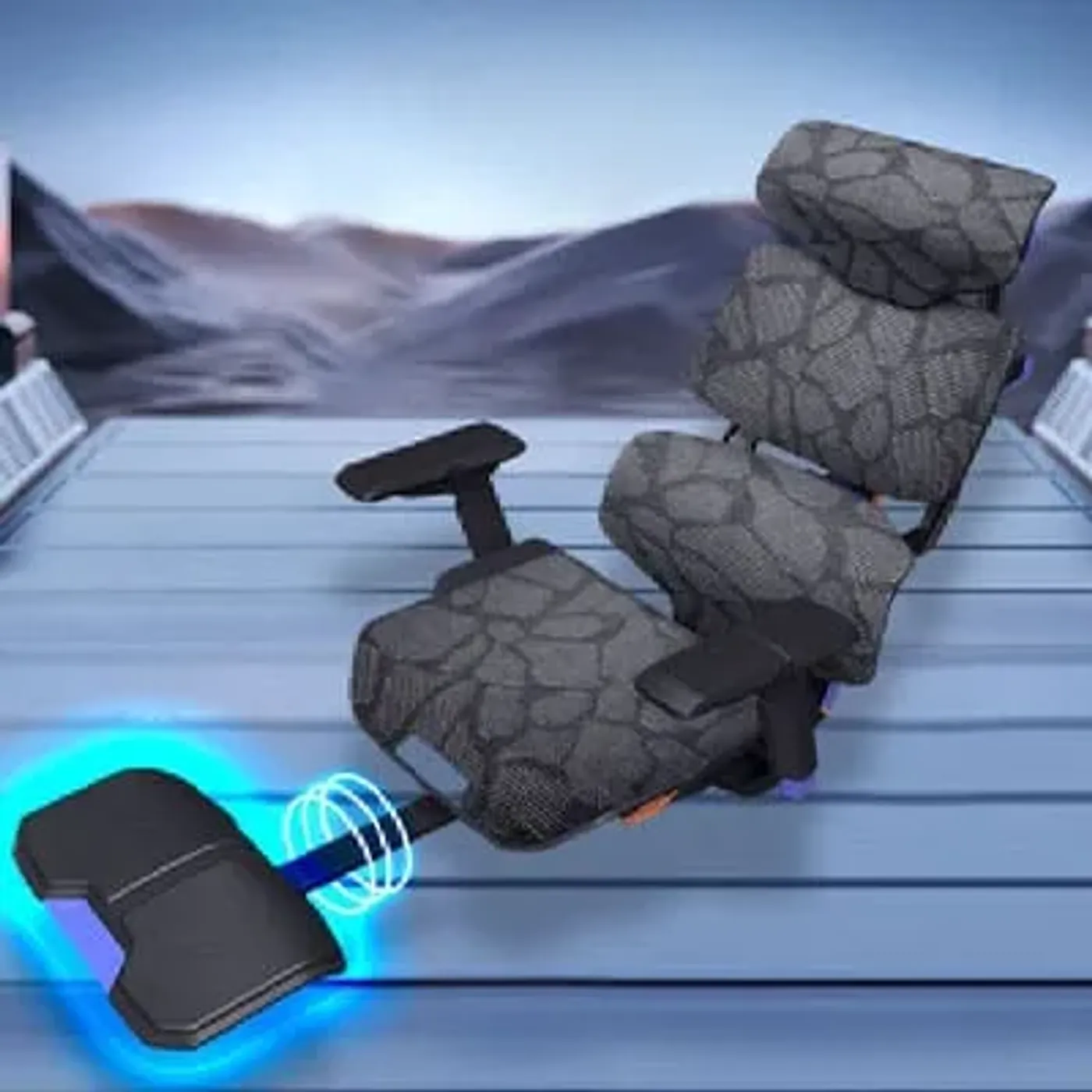 Retractable footrest extended from the purple Bloodragon BXZ