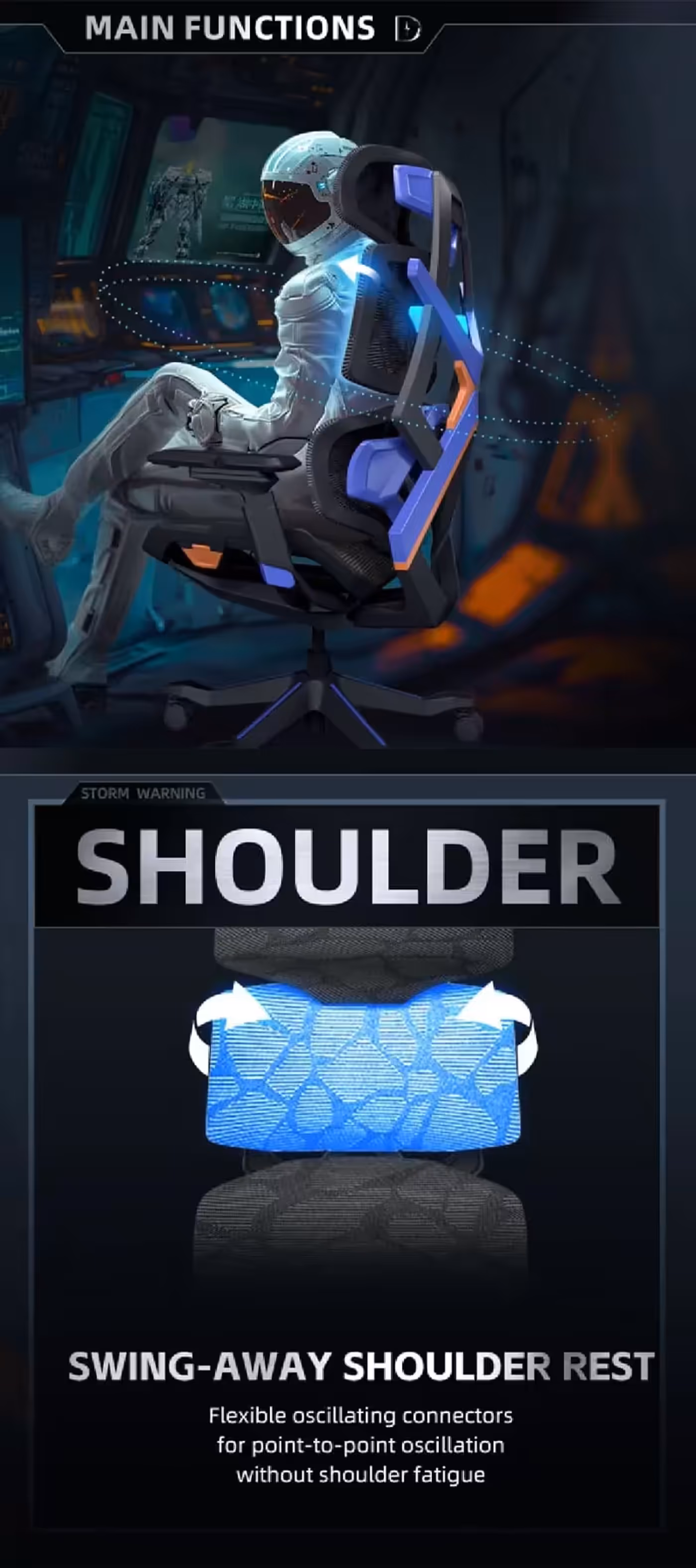 Adjustable 3-way armrest on the red Bloodragon BXZ gaming chair