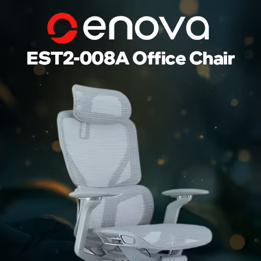 Enova EST2-008A Office Chair Light Grey Dual Waist Lumbar