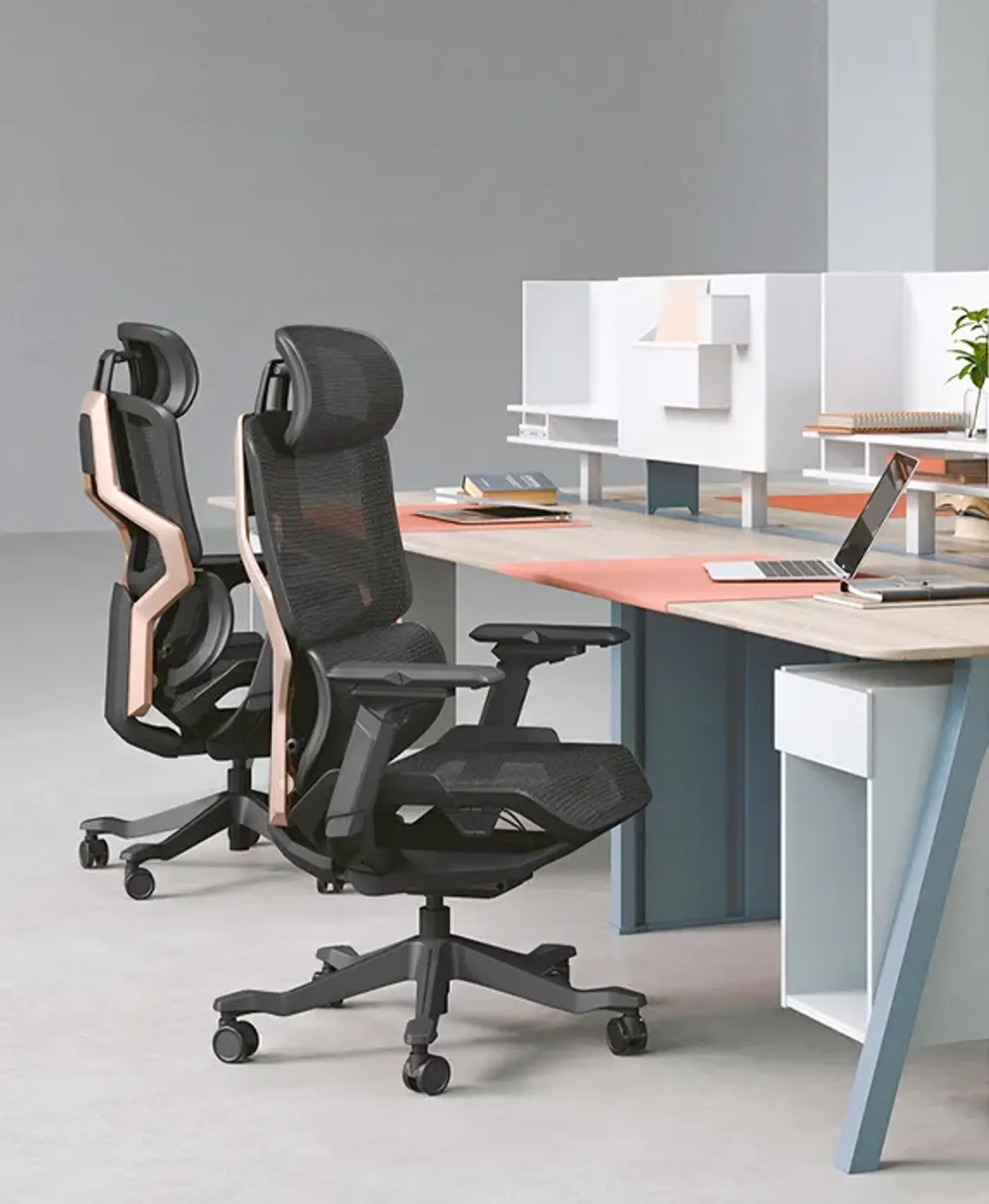 Rear view of the Enova EZY Office Chair showing the double backrest structure