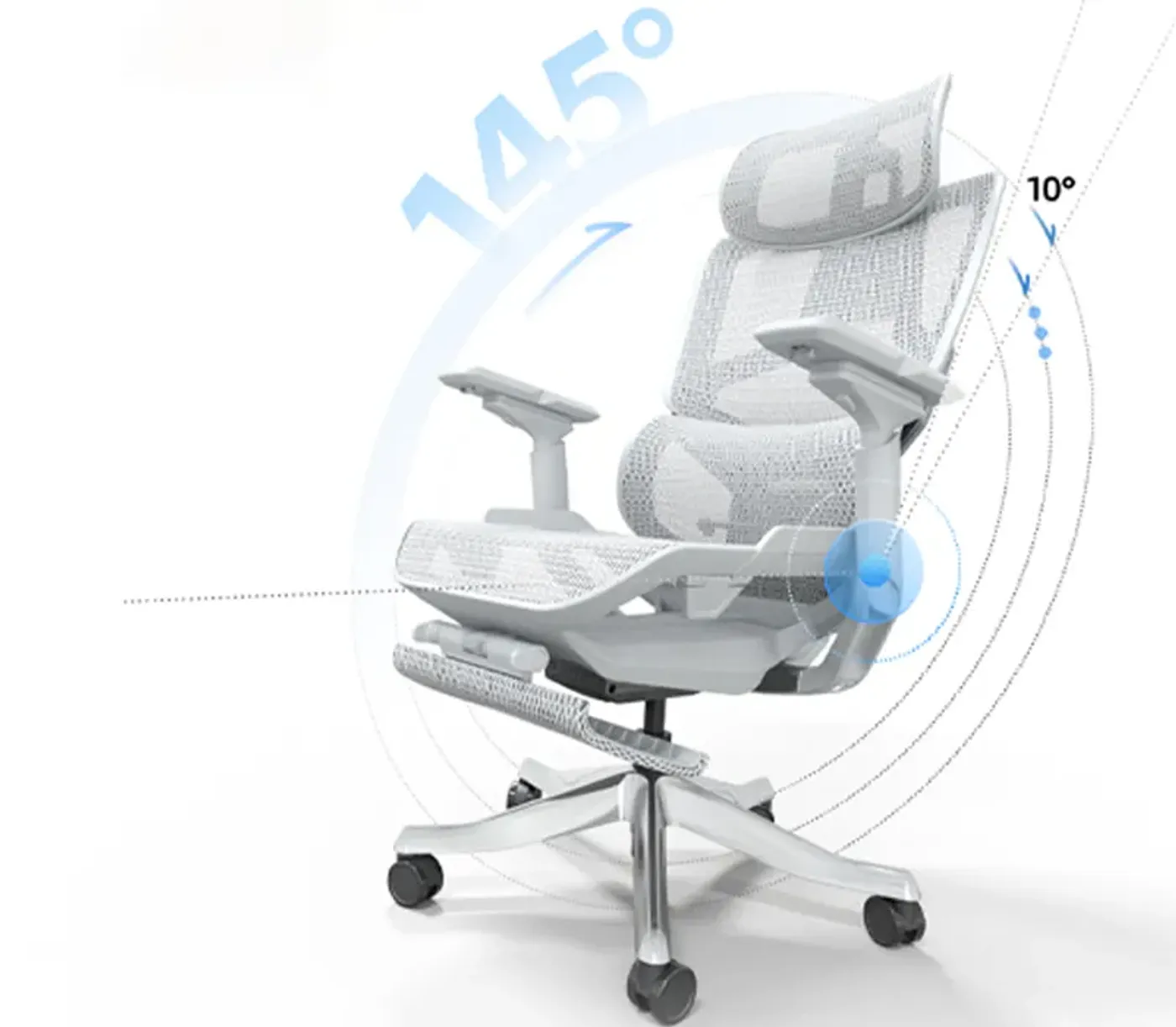Enova EZY Office Chair tilted back to demonstrate its full recline range
