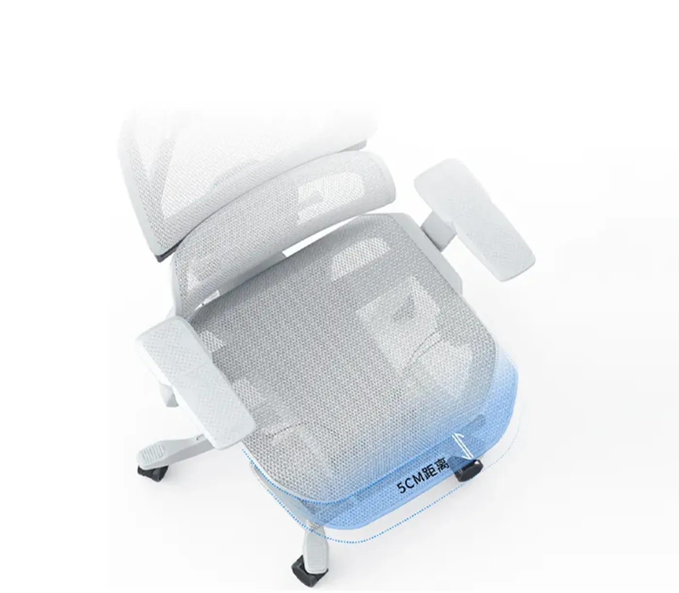 Sliding seat cushion showing the adjustable seat depth on the Enova EZY