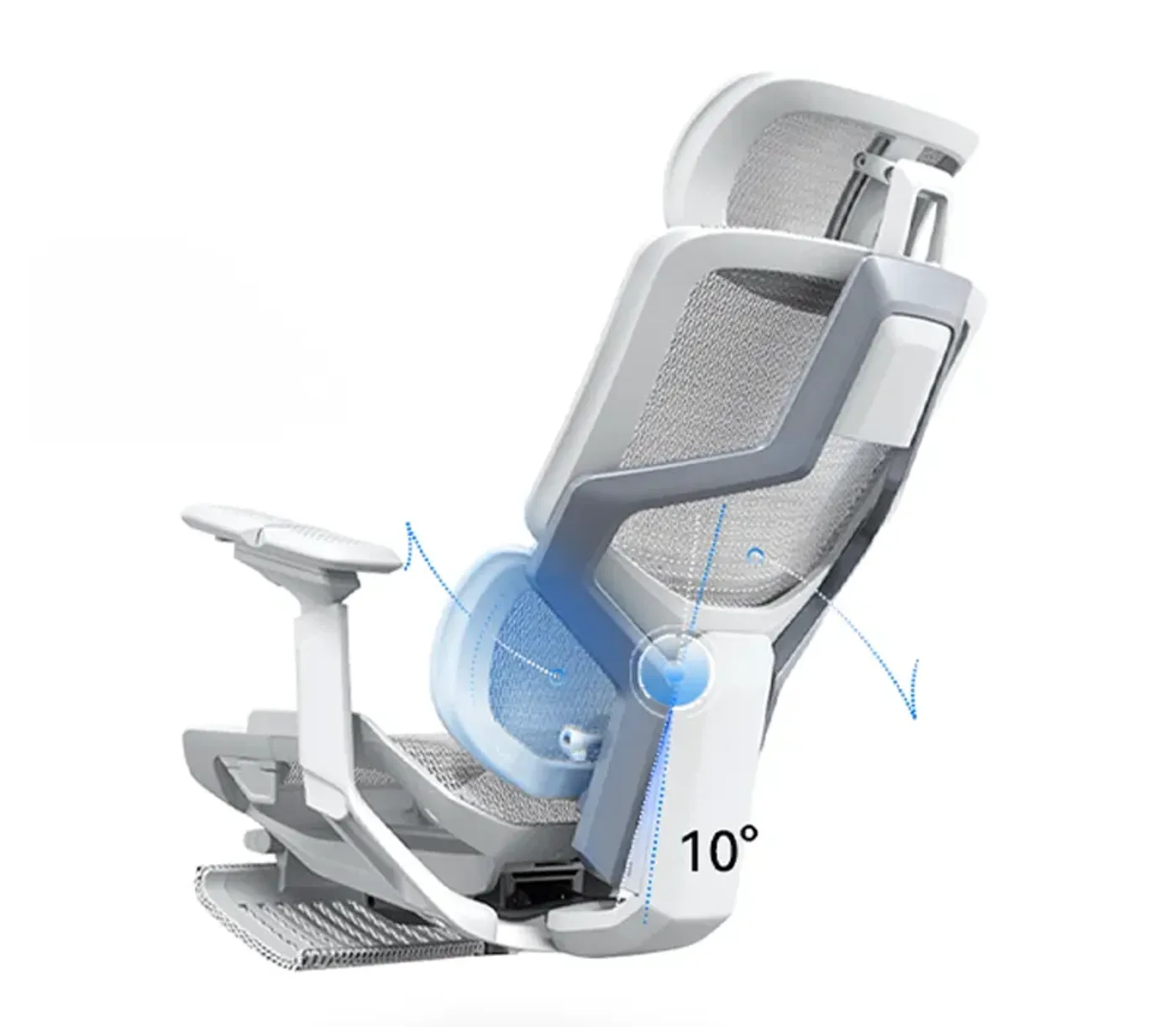 Integrated lumbar support structure behind the Enova EZY Office Chair backrest