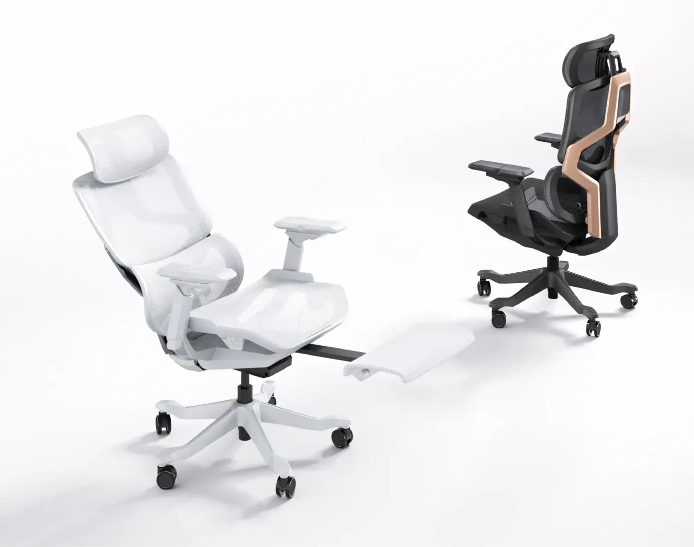 Enova EZY chair reclined to show its lumbar support and tilt mechanism