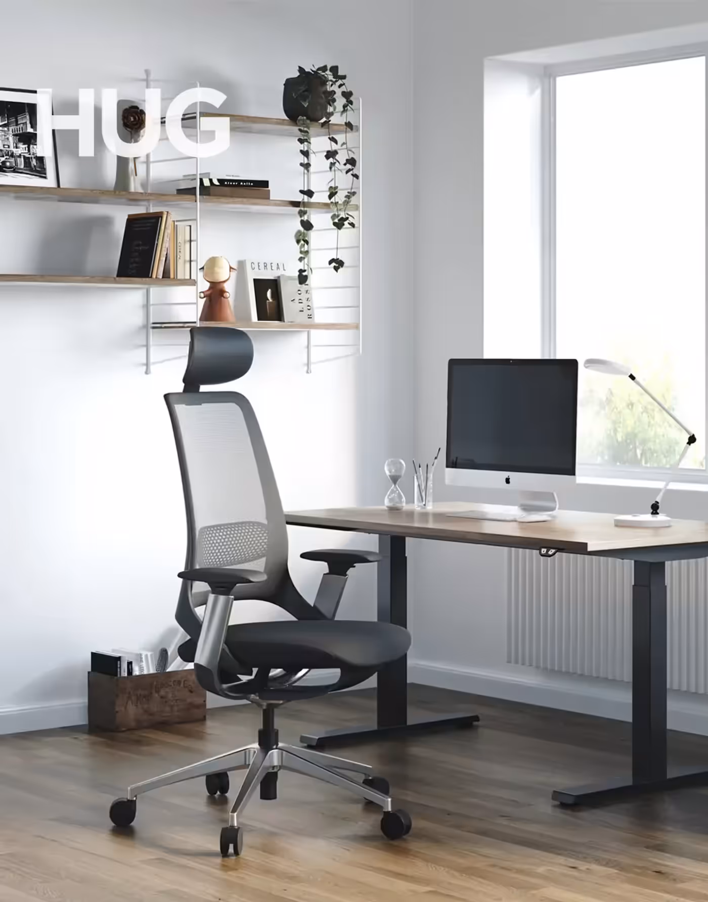 White Enova Hug ergonomic office chair shown from the front