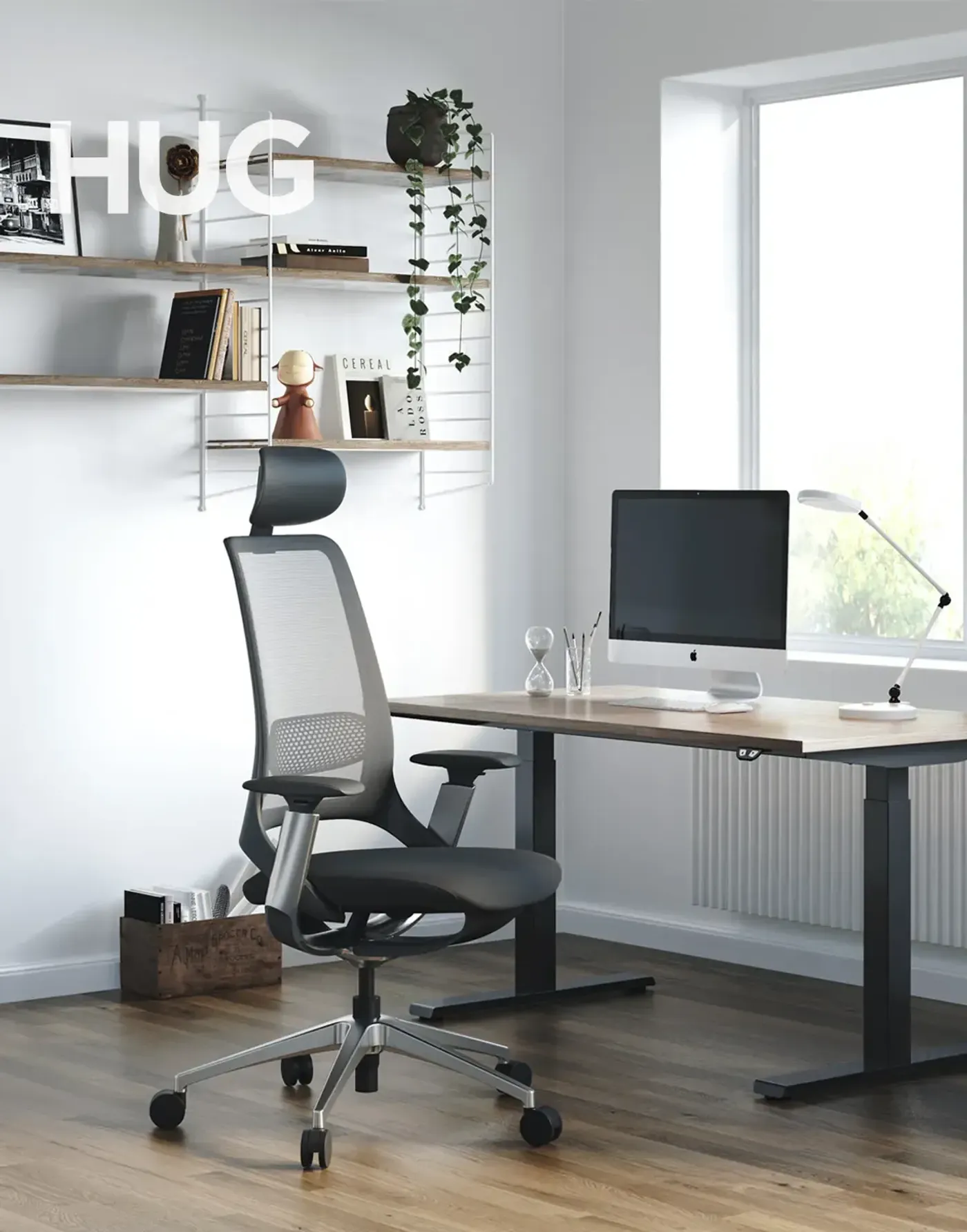 Enova Hug Office Chair in dark grey shown from the front