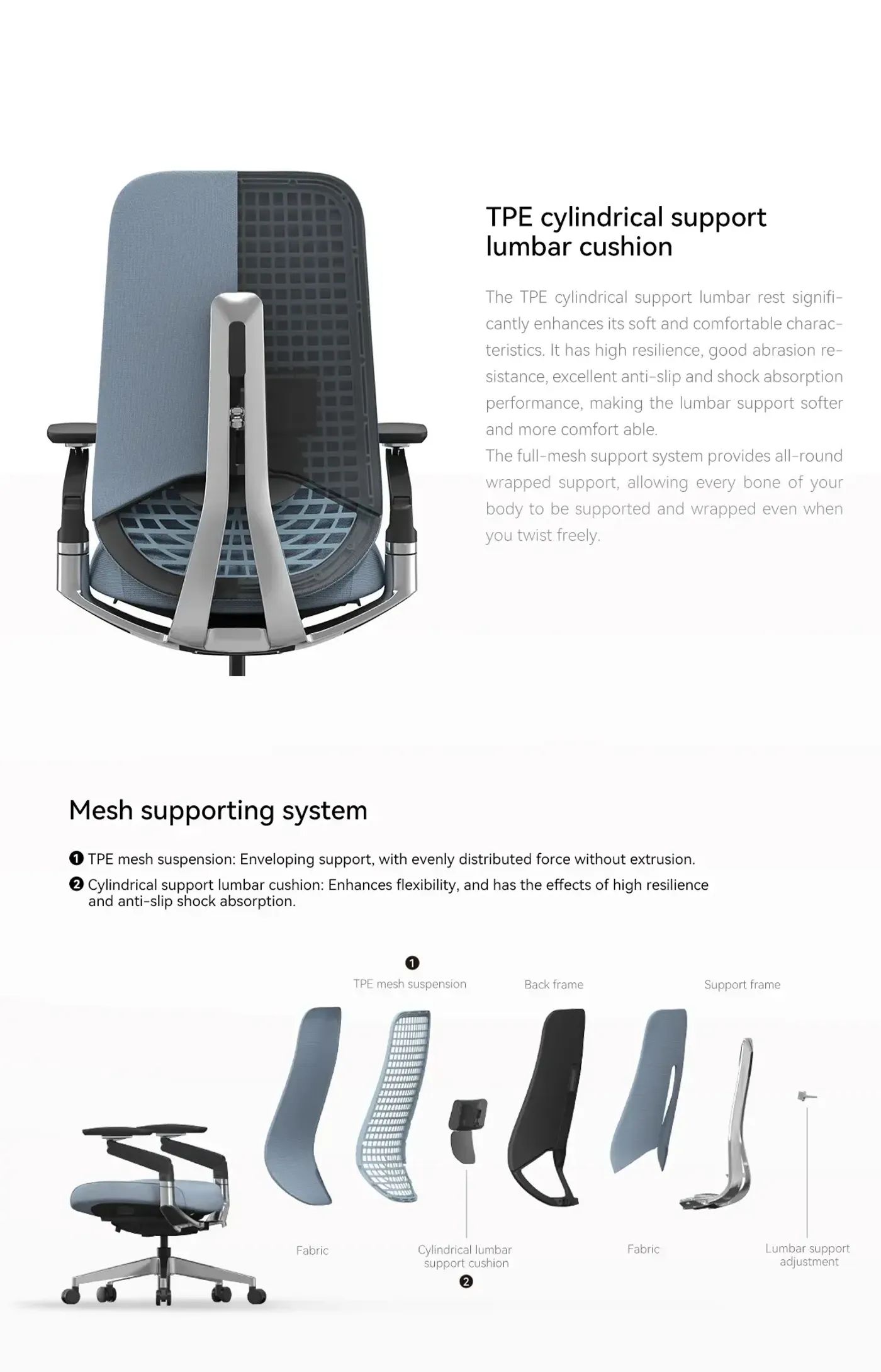 Seat slider adjustment on the light grey Enova Vector chair