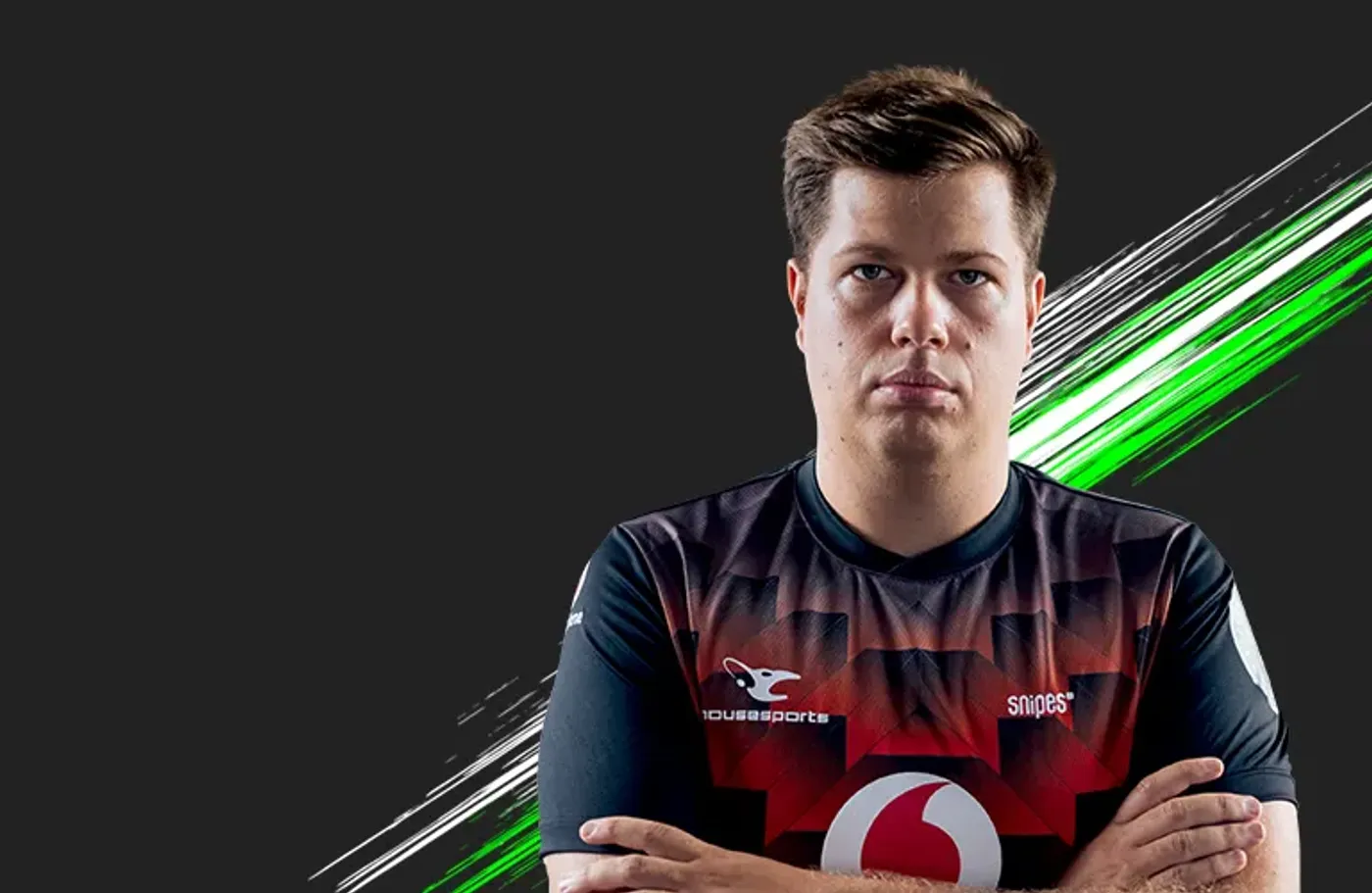 Professional CS:GO player Karrigan from mousesports endorsing the headset