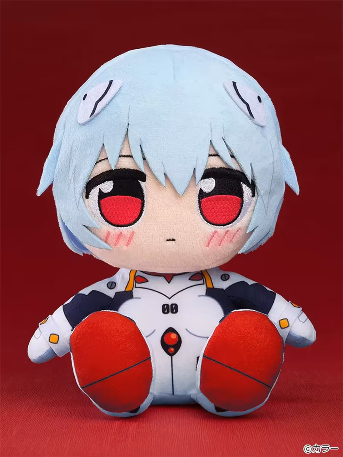 Rei Ayanami Kuripan plush in her plug suit with oversized round eyes and bun-shaped feet