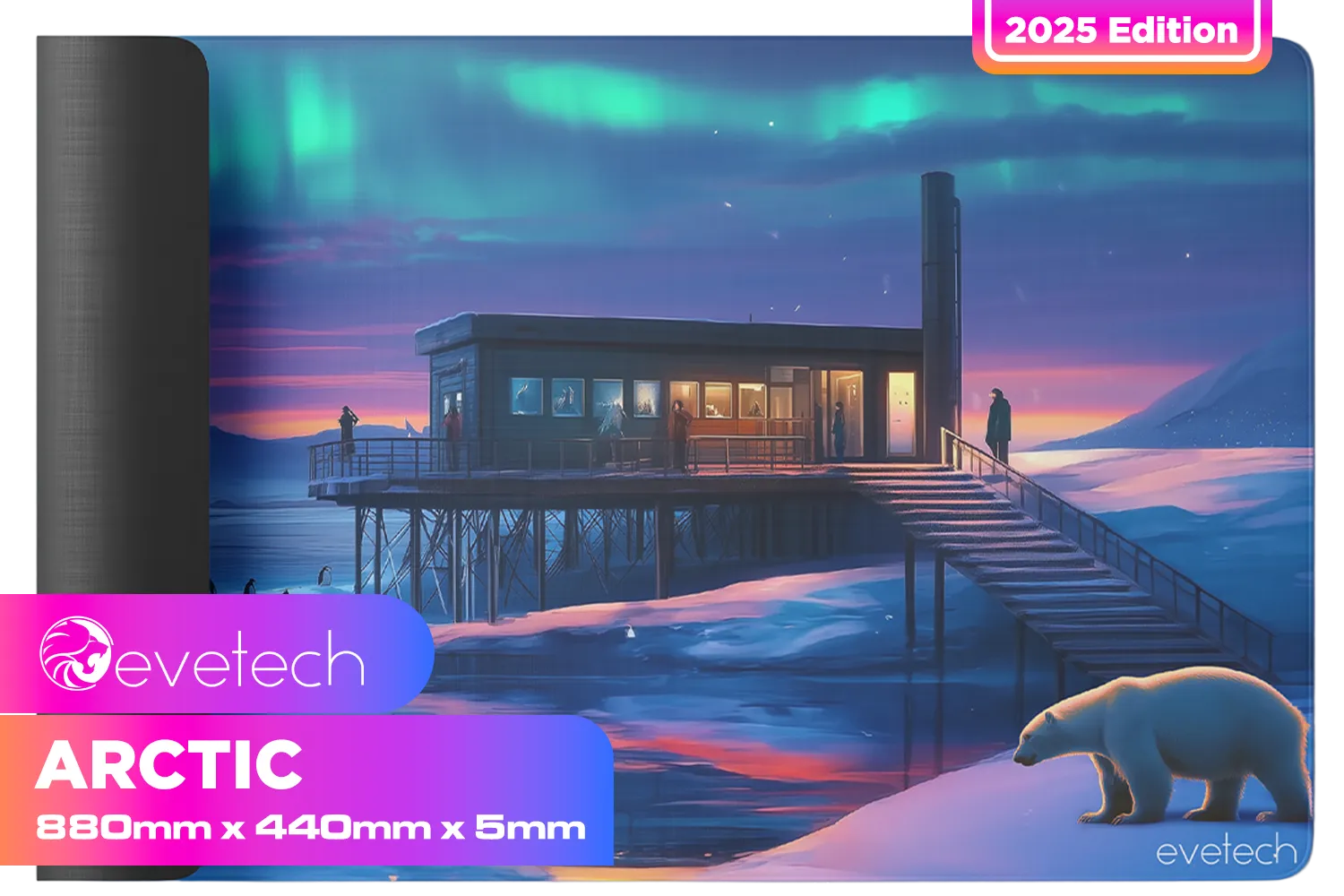 Evetech Arctic Gaming Mousepad / Size : 880mm x 440mm x 5mm / Arctic