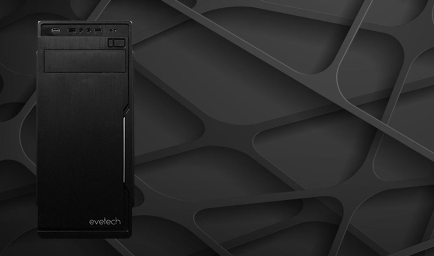 Side perspective of the Evetech BASE Standard PC case