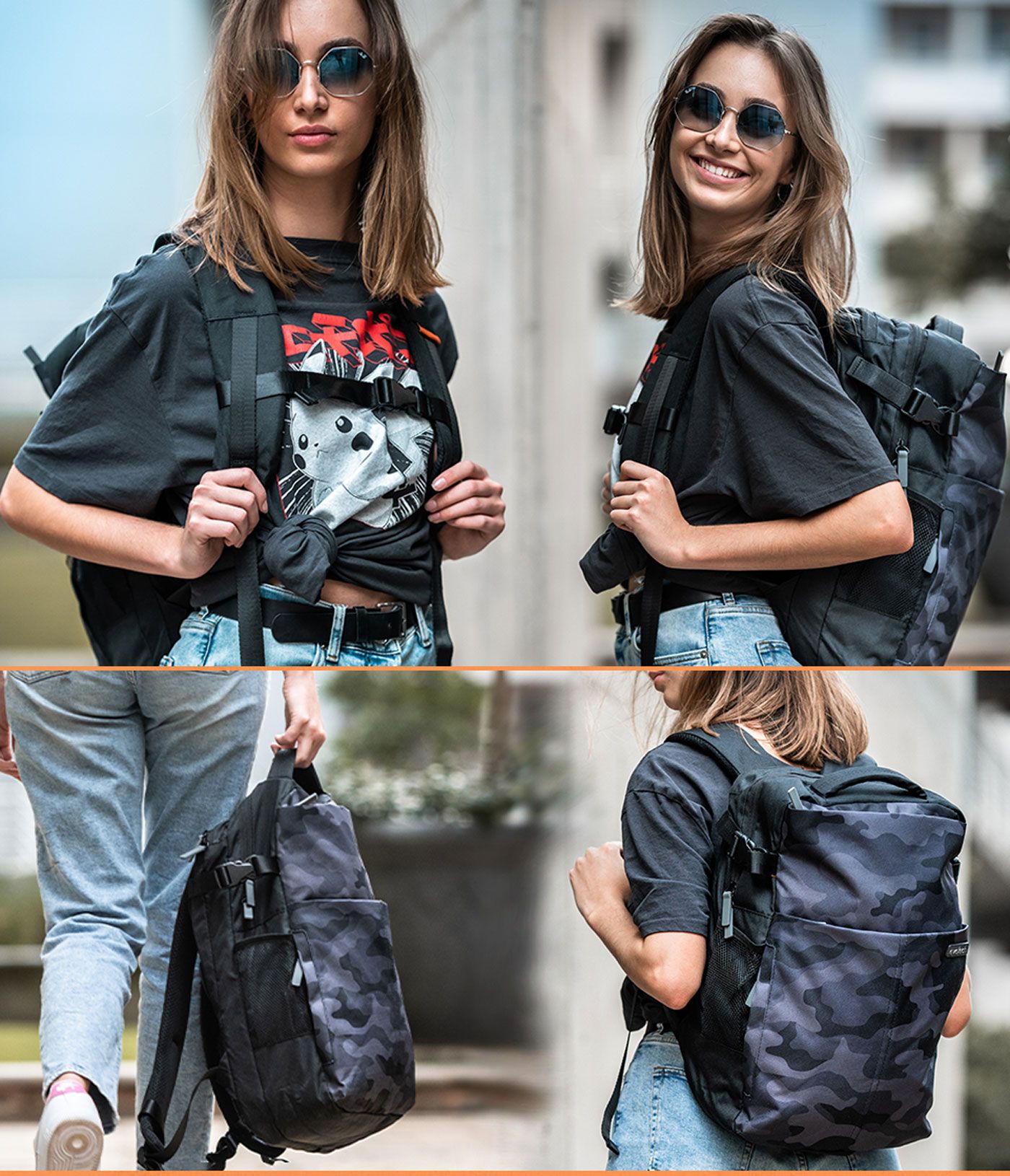 Reinforced ergonomic handle and strap system on the Evetech DASH laptop backpack