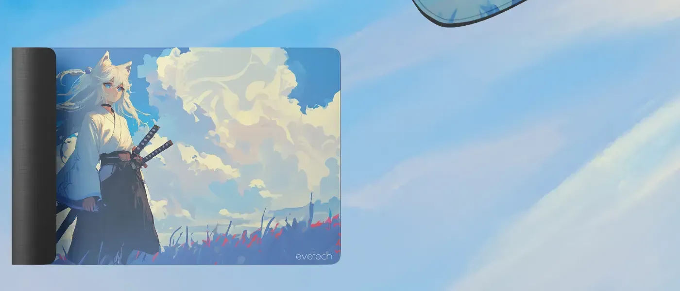 Evetech Hikari mousepad shown ready to roll up for transport