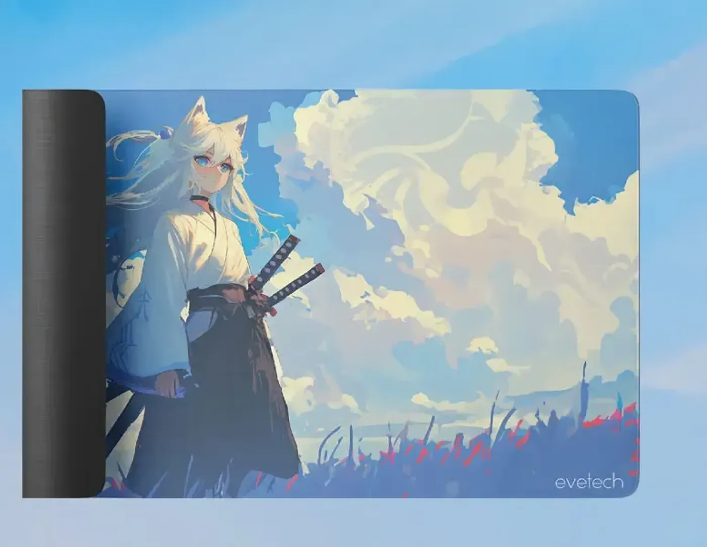 Close view of the Hikari mousepad print quality and stitched edge