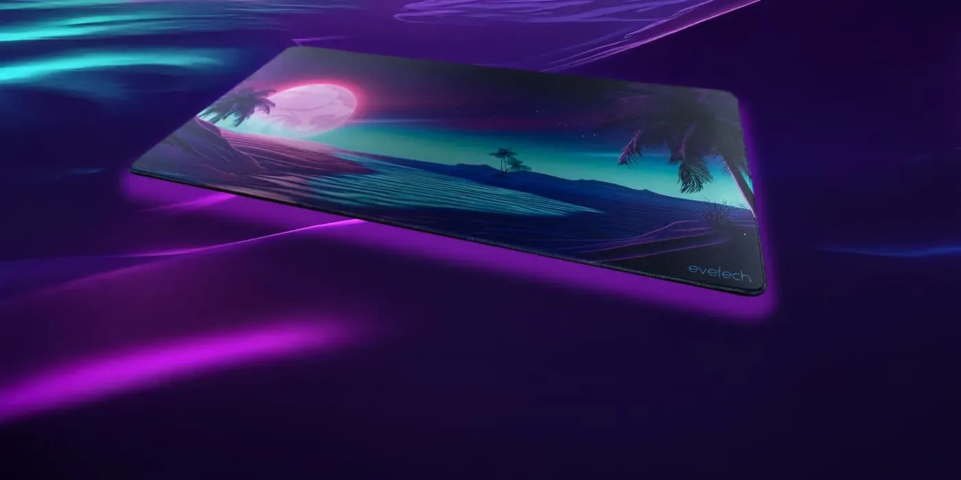 Close view of the Evetech Lumina mousepad fabric surface