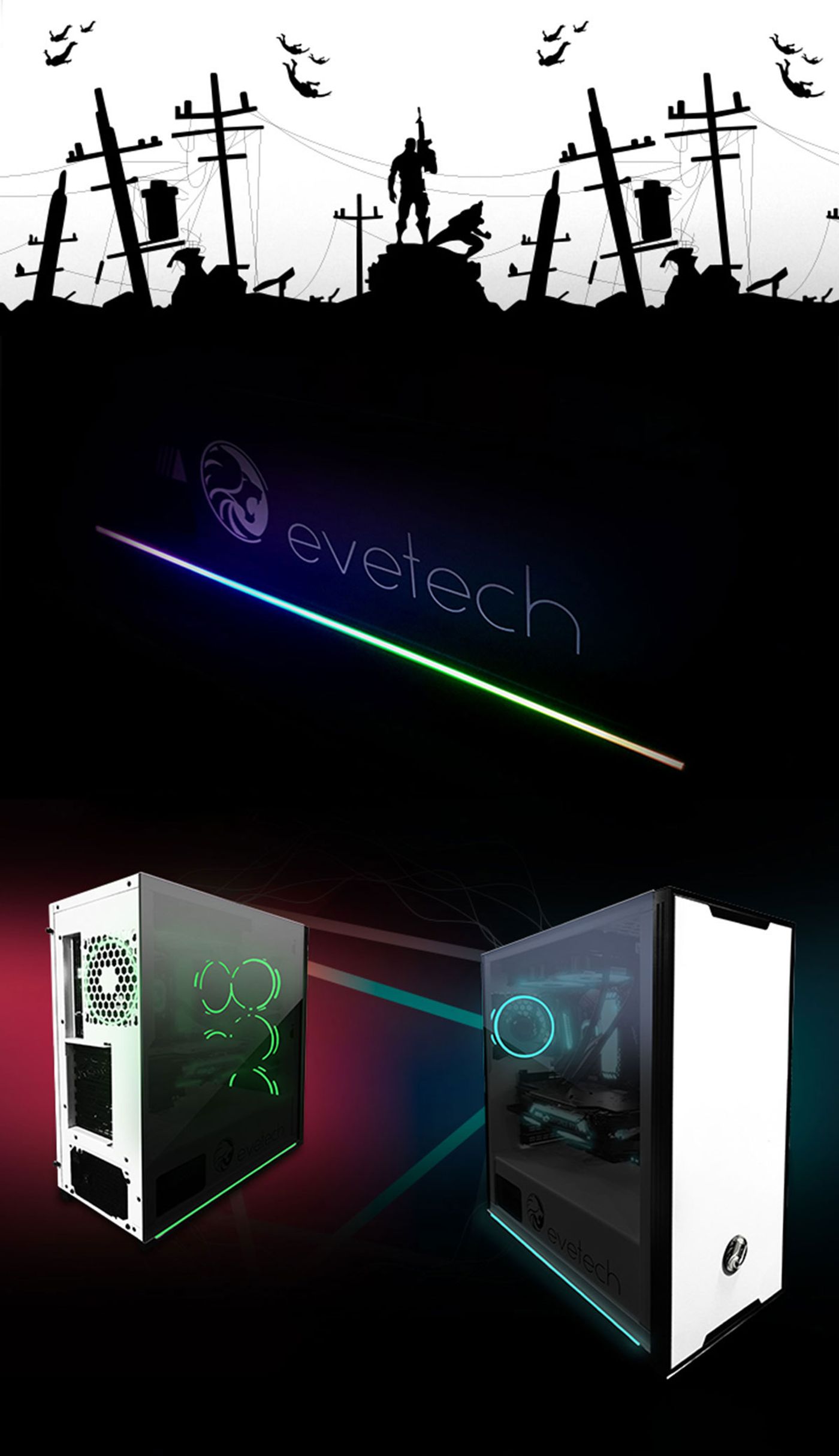 Interior of the Evetech NOVA case showing the graphics card mounting area
