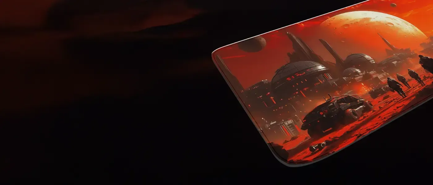 Stitched edge and anti-slip base detail on the Evetech Red mousepad