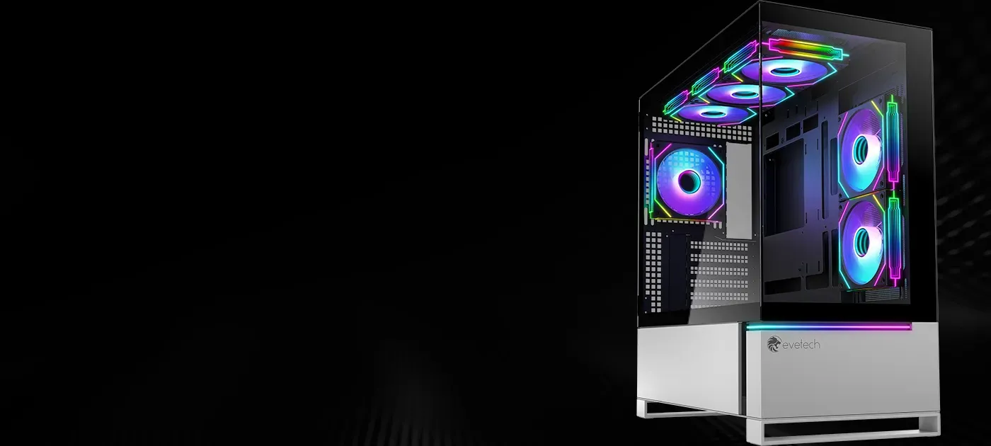 Graphics card bay of the Evetech Reeve case showing the available card length
