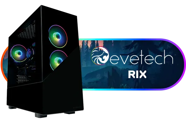 Evetech RIX Mid-Tower Gaming Case - Black