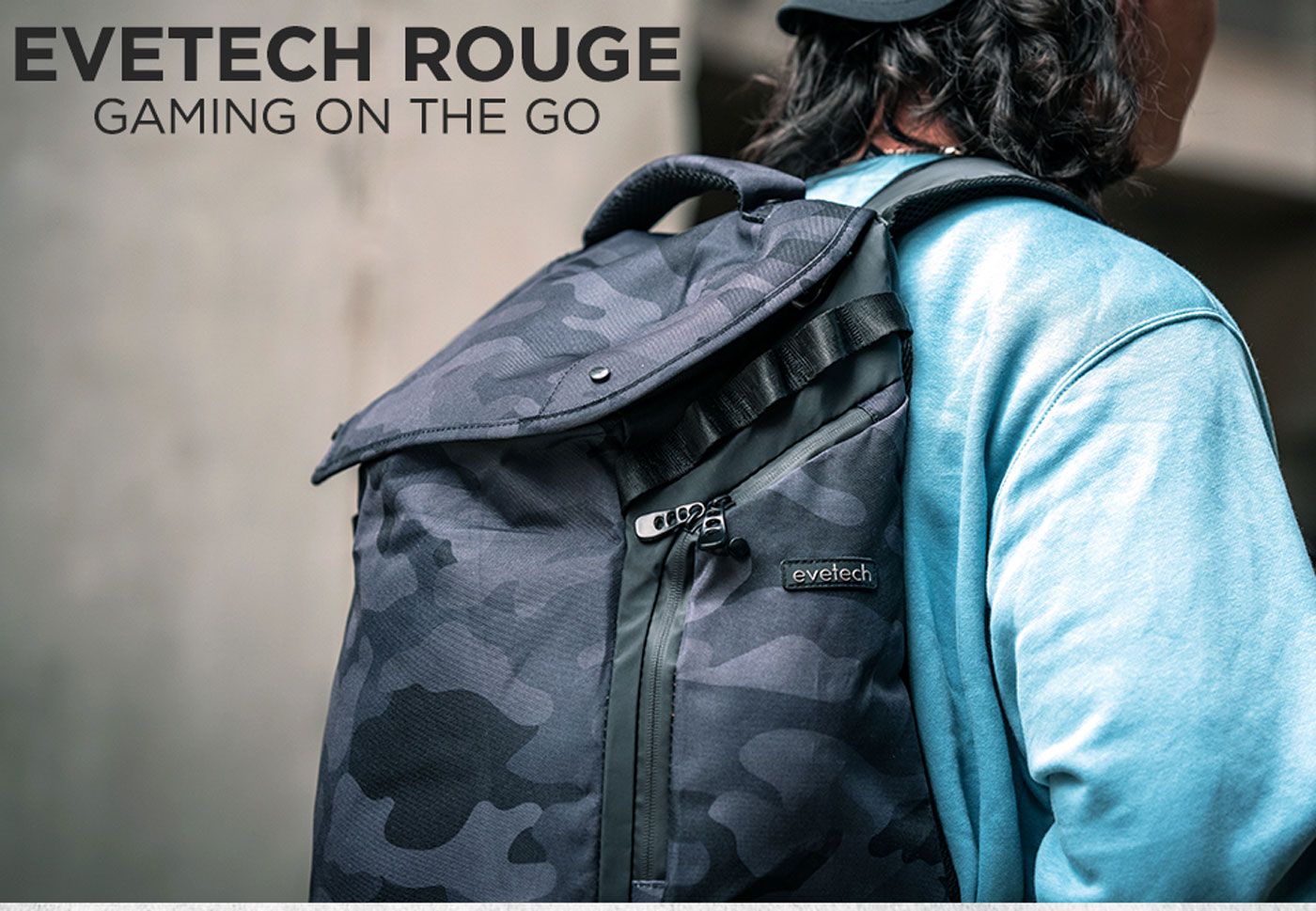Evetech ROGUE 17.3 inch laptop backpack shown from the front