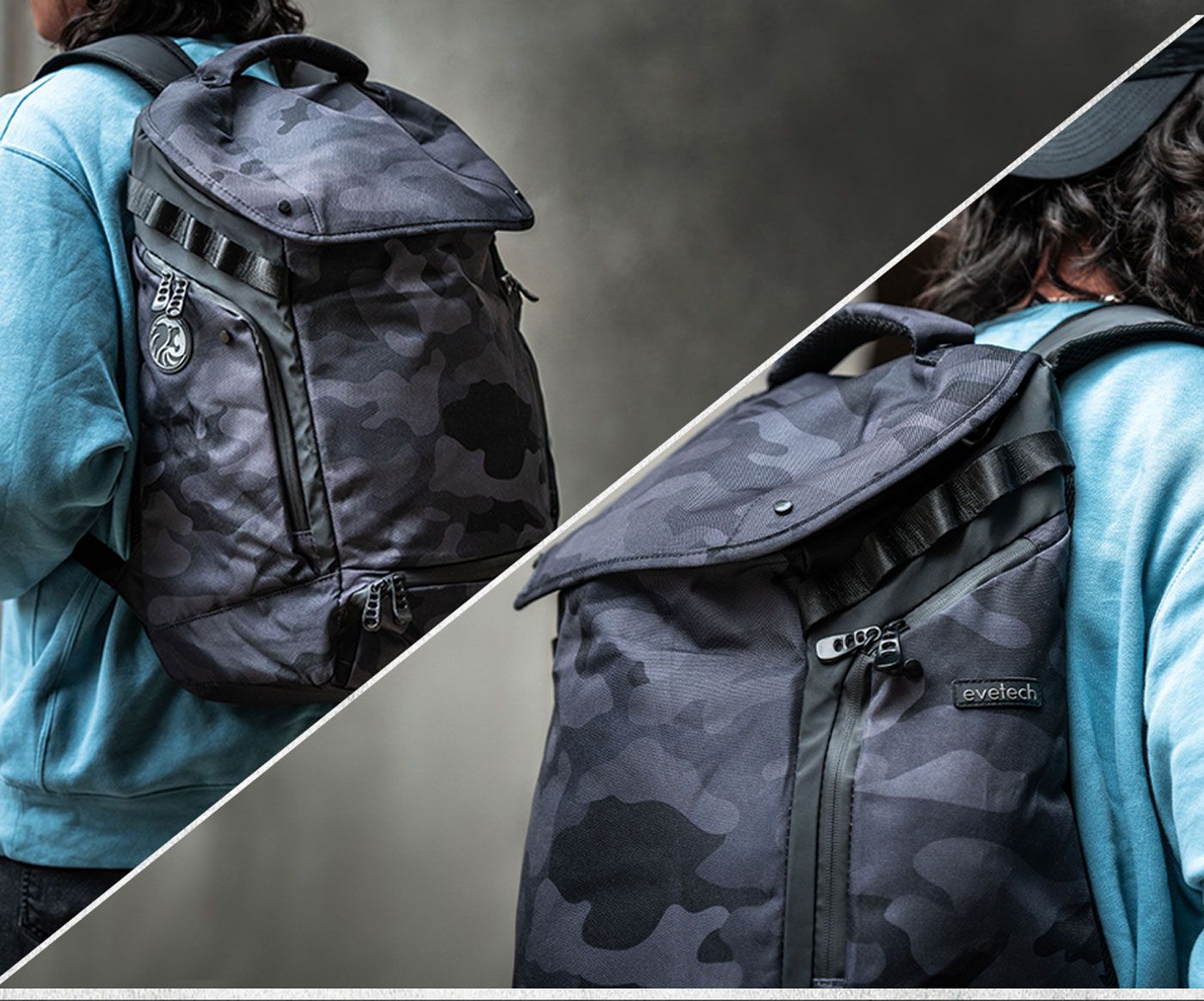 Zip folds covering the zipper line on the Evetech ROGUE backpack