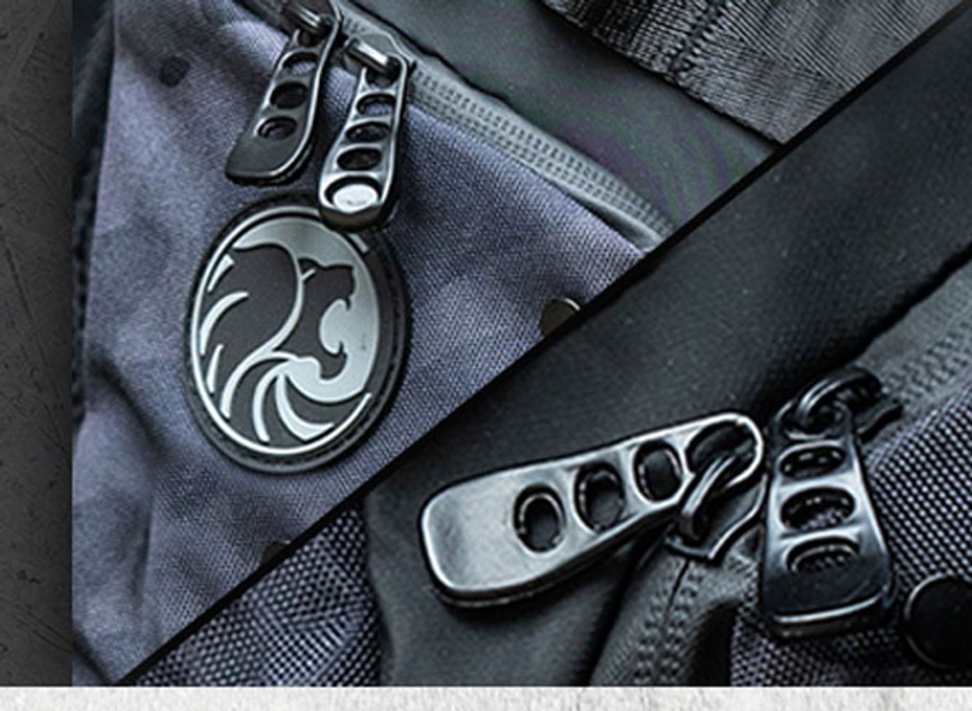 Close view of the robust zipper on the Evetech ROGUE backpack