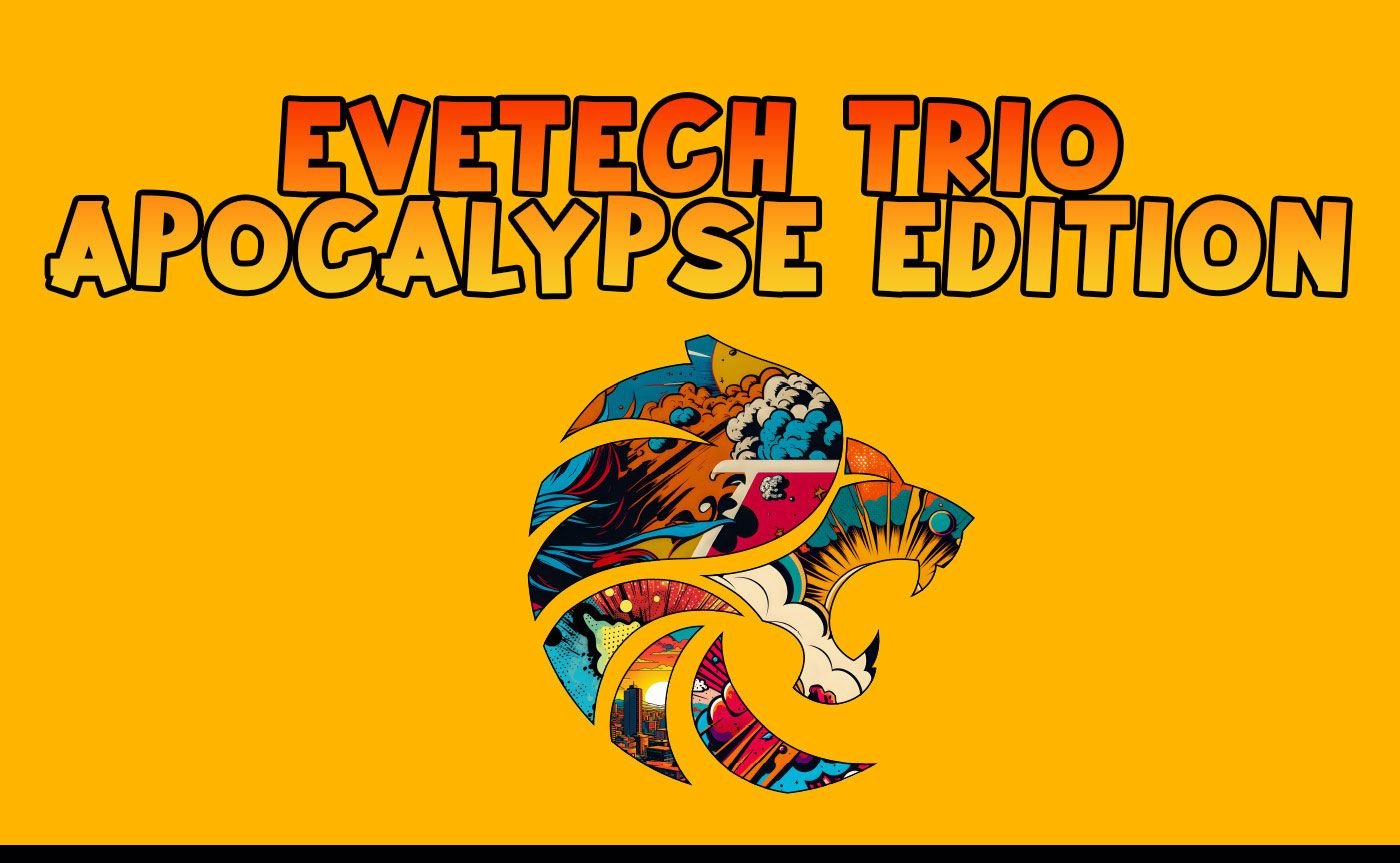 Evetech TRIO Apocalypse RGB gaming case viewed from the front with fans lit