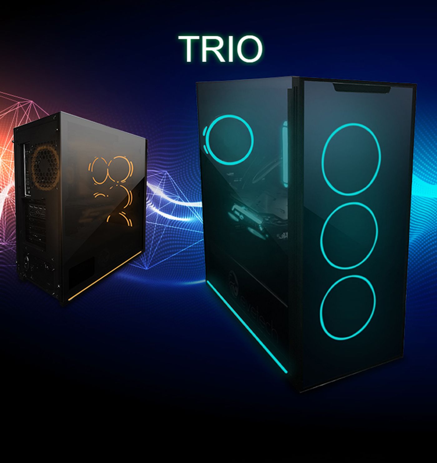 Interior of the Evetech TRIO case showing the graphics card mounting area