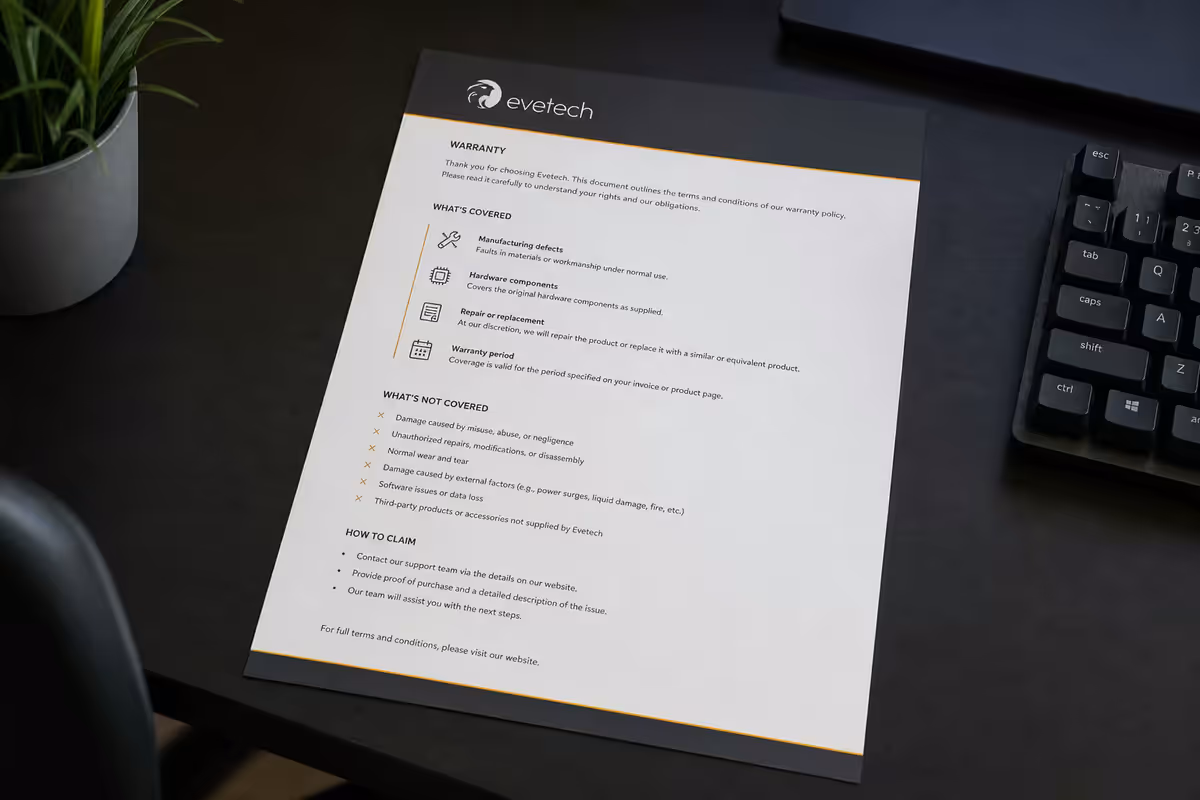 Evetech Warranty Guide Covered