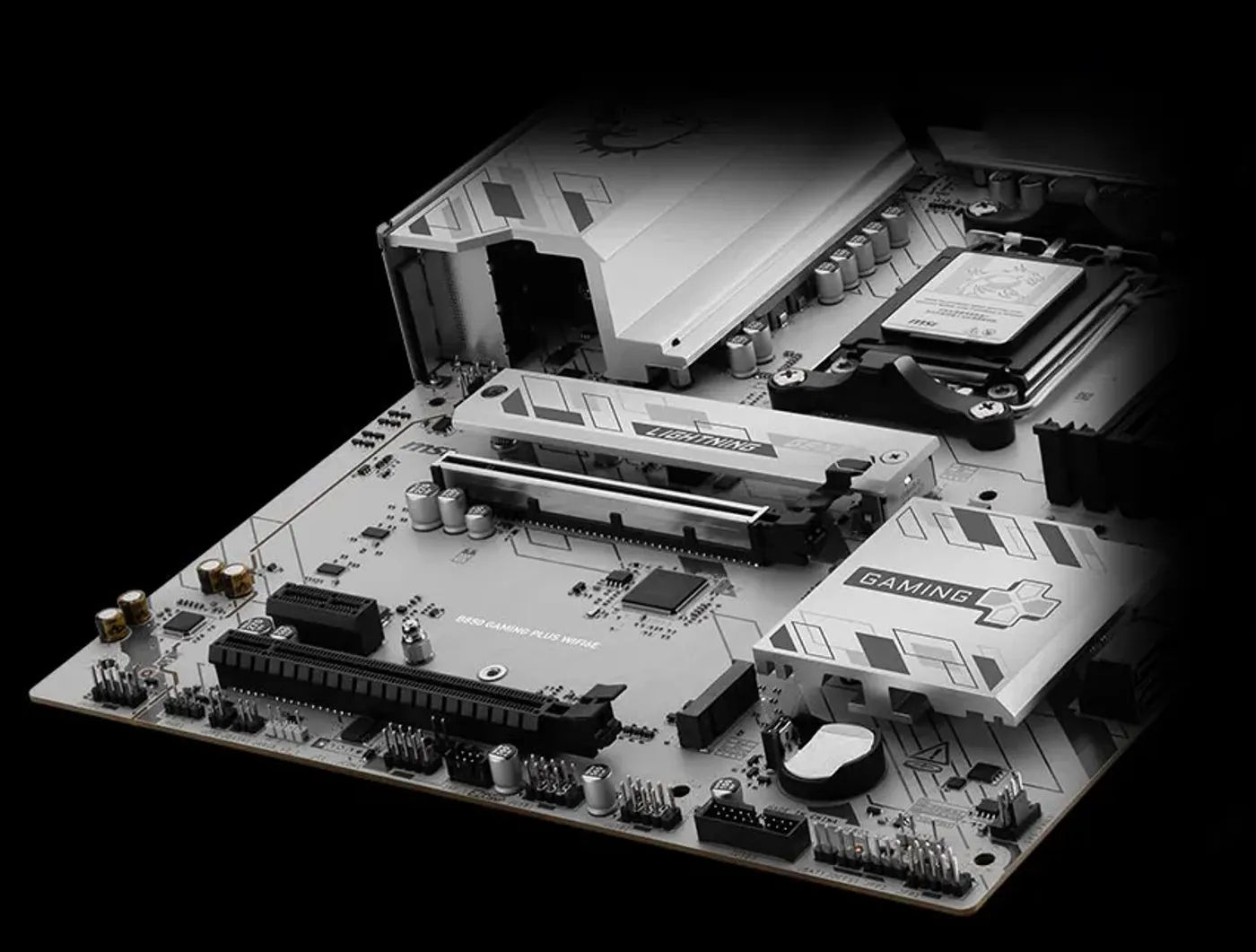 MSI B850 GAMING PLUS WIFI6E motherboard featuring high-speed Lightning Gen 5 and Gen 4 storage slots