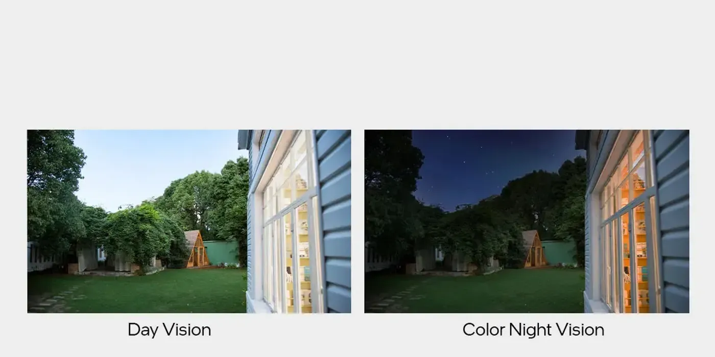 EZVIZ C3TN camera footage compared in daylight and in colour night vision
