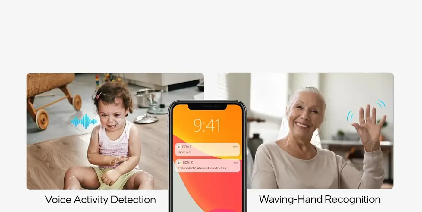 EZVIZ C6 camera detecting sound and sending an alert to a phone