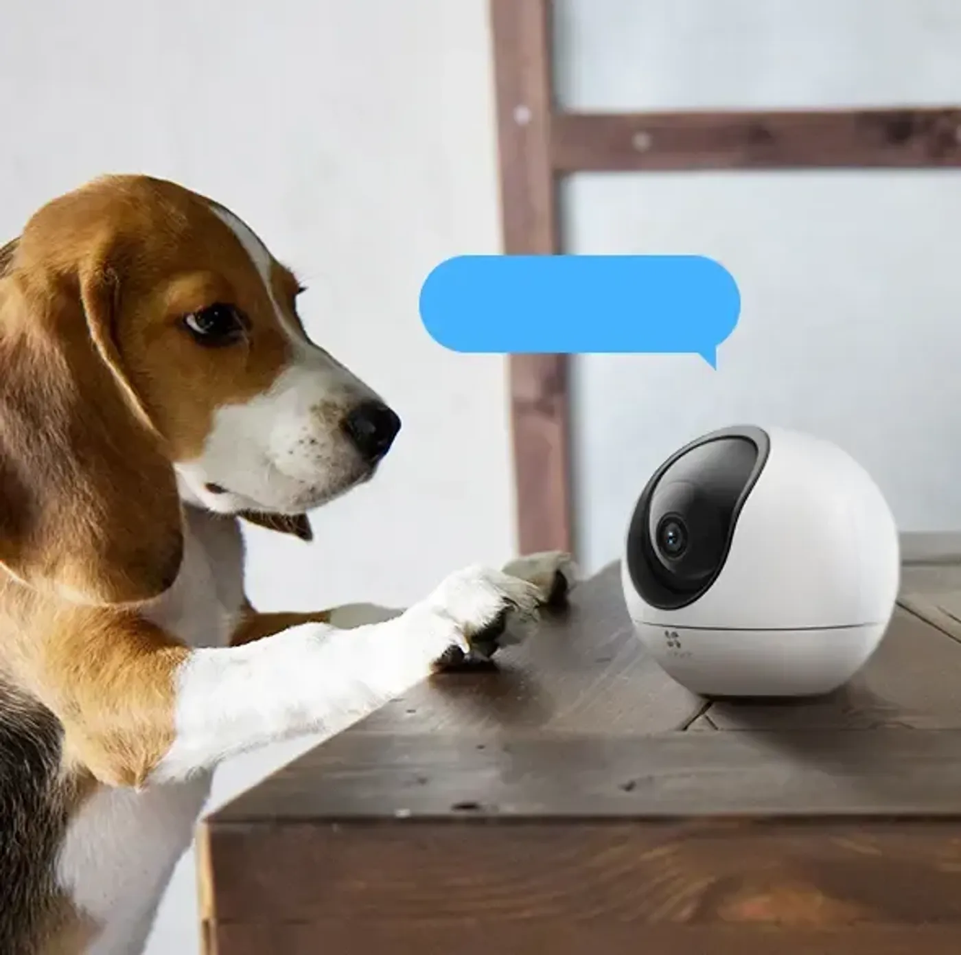 EZVIZ C6 indoor camera used for two-way audio conversation