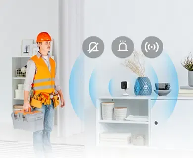 EZVIZ H1C with adjustable siren icon indicating alert modes