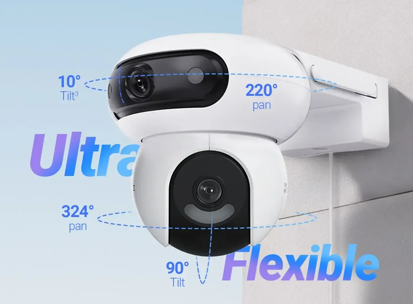 Close-up of the EZVIZ H90 Dual showing its motorised rotation mechanism