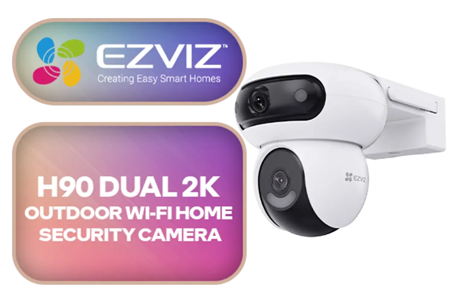 EZVIZ H90 Dual 2k Outdoor Video Surveillance Security Camera IP WiFi 2K+/2K+ Dual Lens with Colour Night Vision and Bi-Directional Audio H90 2K / CS-H90-4MP+4MP