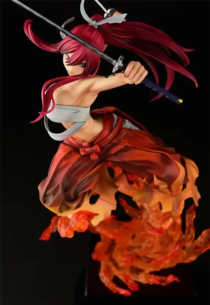 Erza Scarlet figure above the sculpted flame of its fiery spout base