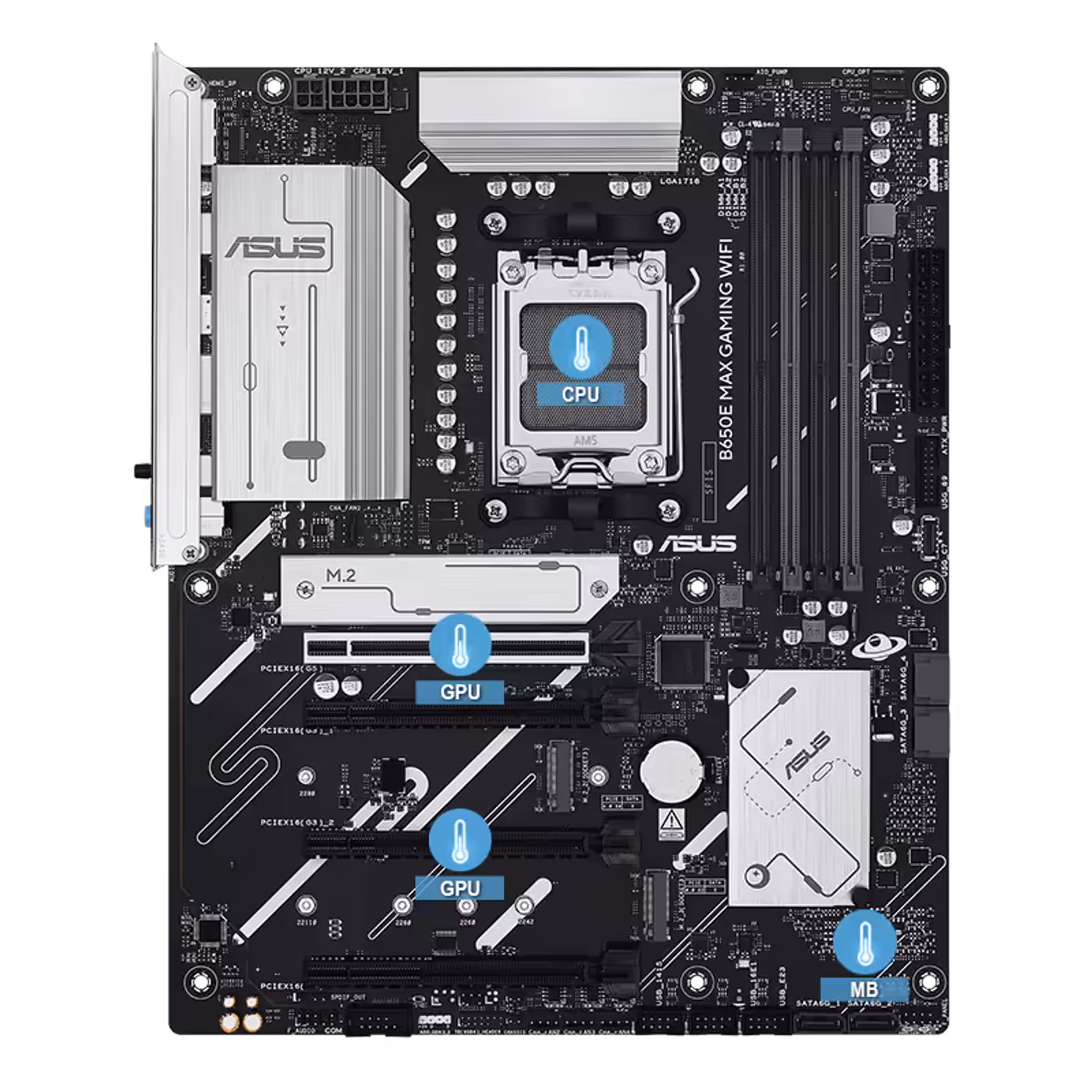 Visual interface showing multi-source temperature monitoring for system fans