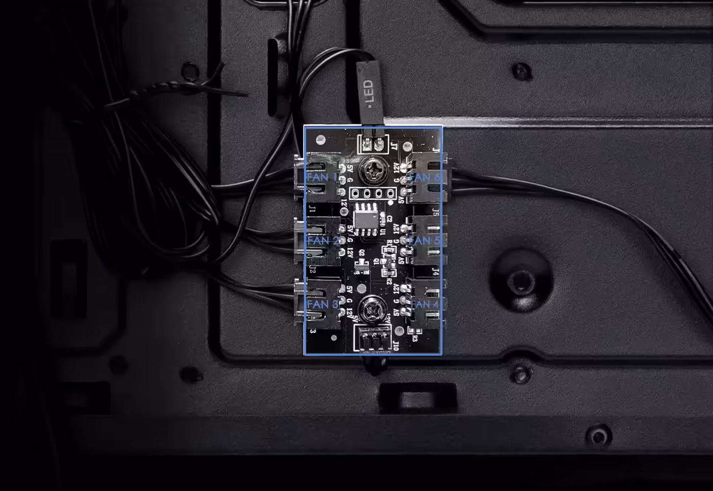 Internal fan control board supporting up to six fans with SATA power connection