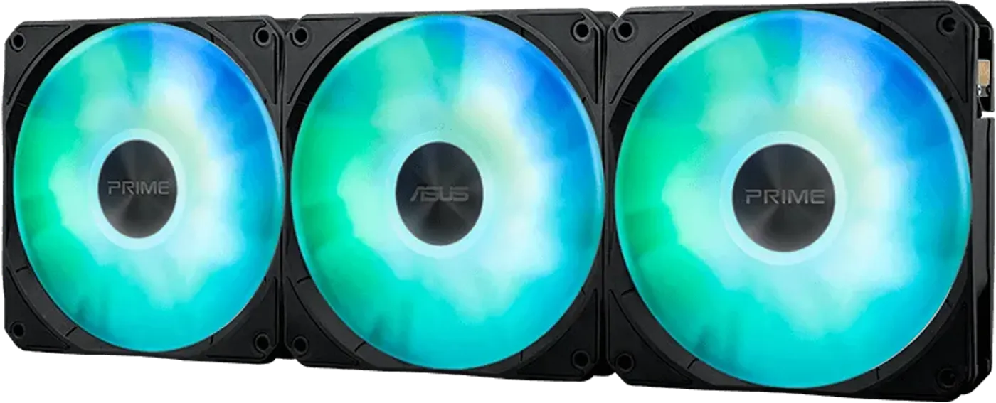 Front view of The pre-installed & daisy-chainable ARGB fans