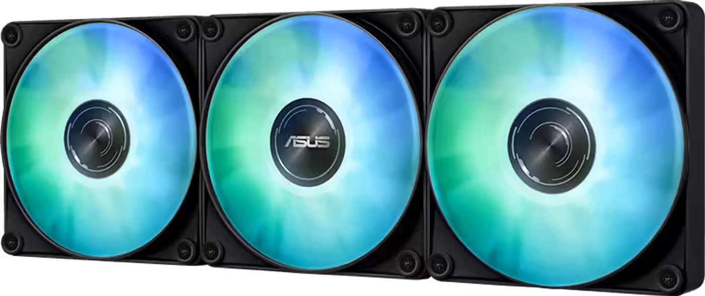 Close-up of pre-installed daisy-chainable ARGB cooling fans