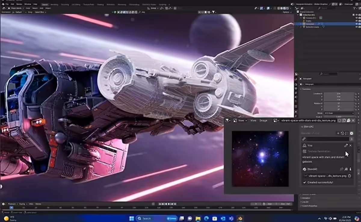 Spaceship displayed on Lenovo Yoga Pro 7i Gen 11 Aura Edition screen